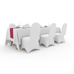 3d render Banquet Table and Chair design element Furniture