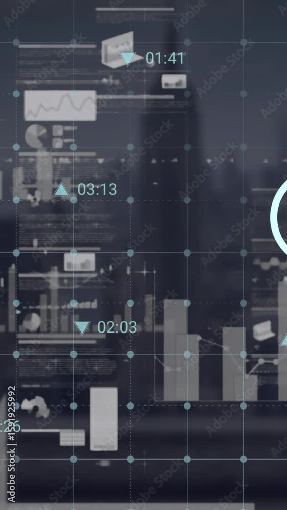Poster graphs and numbers moving on a transparent background