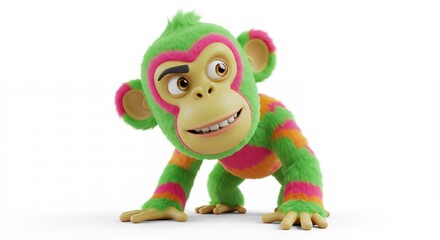 Colorful cartoon monkey illustration