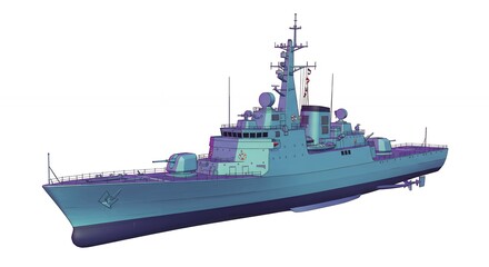 Detailed illustration of a military warship