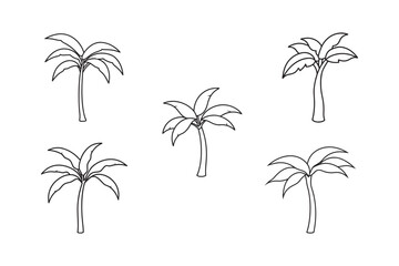 line art banana tree drawing set bundle