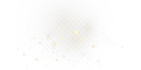 Bokeh glow background of sparkling dust, gold dust light, background with bokeh light effect, yellow shimmering glow with bokeh and glitter light. PNG