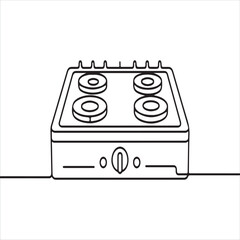 Simple line drawing of a four burner gas stove top on a white background