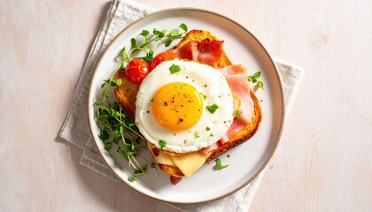 Toasted sandwich with egg, ham, and cheese
