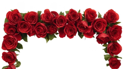 Red Rose Floral Frame Border Arrangements on transparent background
