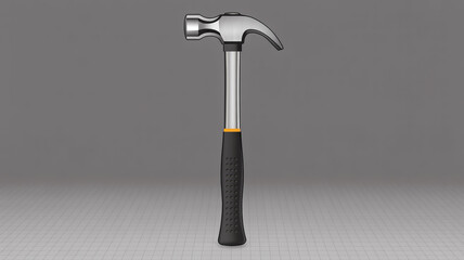 A photorealistic 3D render of a metal claw hammer on a gray grid background. vvvvvvvvvvvvvvvvvvvvvvvvvv (1)A photorealistic 3D render of a metal claw hammer on a gray grid background. 
