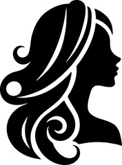 Elegant Beauty Salon Logo in Solid Black Silhouette for Modern Branding