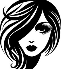 Elegant Beauty Salon Logo in Solid Black Silhouette for Modern Branding