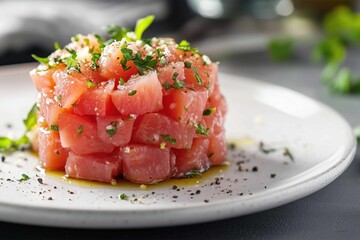tuna tartar dish at a restaurant
