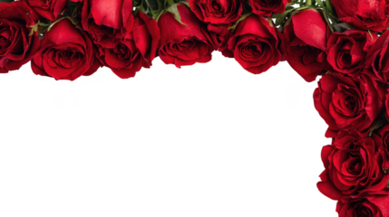 Red Rose Floral Frame Border Arrangements on transparent background
