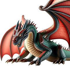 Obraz premium Detailed Red And Black Dragon Fantasy Creature Digital Art