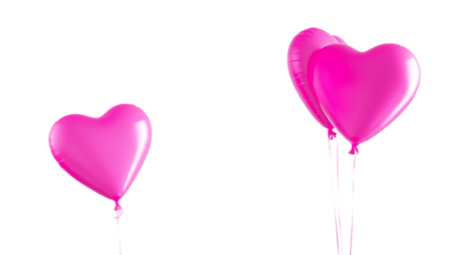 Pink heart shape balloons isolated on transparent background isolated on white background