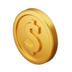 Obraz premium 3D Illustration of gold coins in dollar sign inside, isolated on white background.