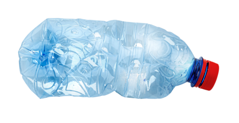 Crushed plastic bottle symbolizing recycling and environmental conservation