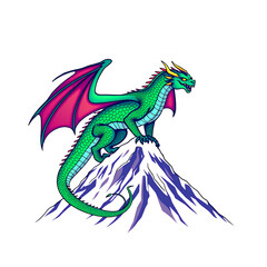 Fototapeta premium Colorful Dragon Illustration Mythical Beast Fantasy Art Digital Artwork
