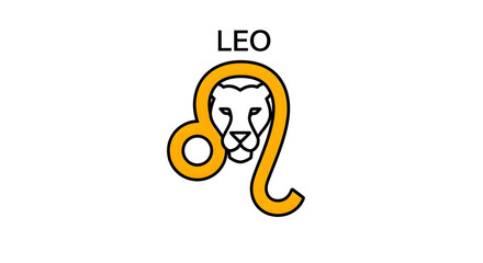 Leo Zodiac Sign Symbol with Lion Head Astrology Horoscope Icon
