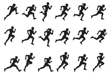 Running Silhouette Animation Frames &ndash; Sprinting Motion Clipart