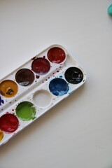 watercolor palette on a white background,