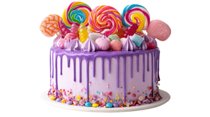 High angle view of cake with text against pink background