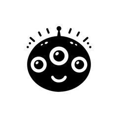 Fototapeta premium alien with three eyes and happy face