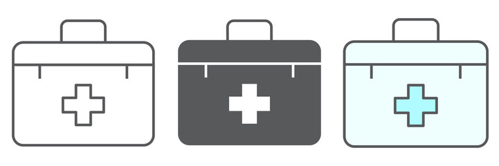 First aid kit icon collection, emergency and medical bag, first aid box sign vector set graphics, editable stroke linear icon, eps 10
