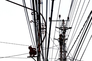 Messy and unorganized electrical cables are commonly seen in urban areas. Overhead high-voltage...