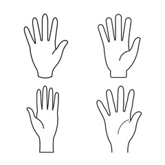 Obraz premium line art sketch of human hand open palm set bundle