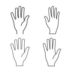 Obraz premium line art sketch of human hand open palm set bundle
