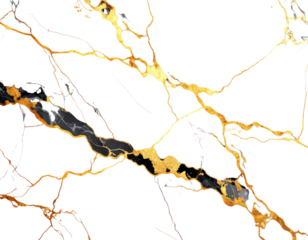 Abstract Marble Brush Texture with Fragmented Shard Pattern and Golden Veins, Artistic Top-Down Layout, Transparent Background