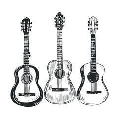 Obraz premium Vintage guitar collection for music enthusiasts and art projects