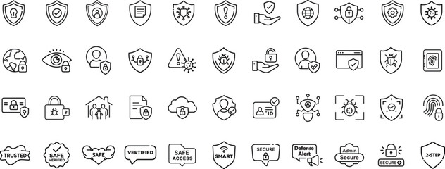 Secure Access and Cyber Protection Icon Set for Privacy, Network and Identity Safety.