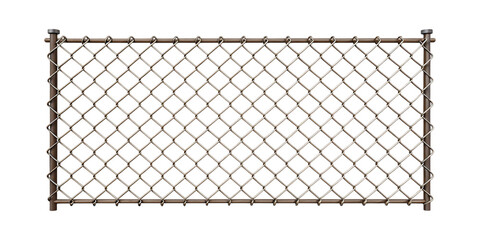 Metallic chain link fence with diamond pattern and transparent background wire