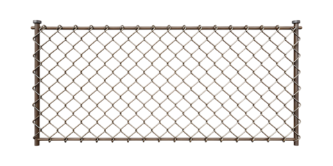 Metallic chain link fence with diamond pattern and transparent background wire