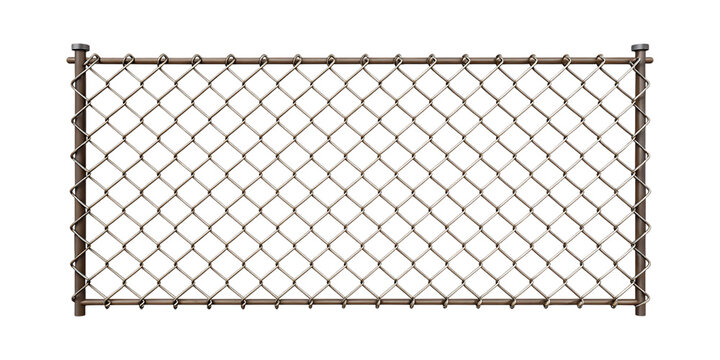 Metallic chain link fence with diamond pattern and transparent background wire