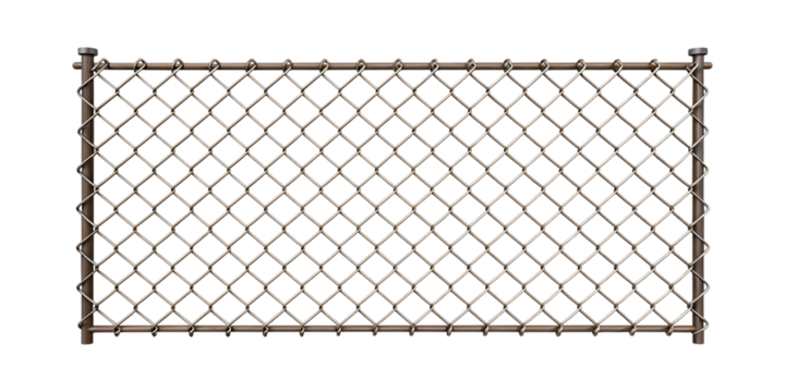 Metallic chain link fence with diamond pattern and transparent background wire