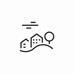 hill town icon sign vector