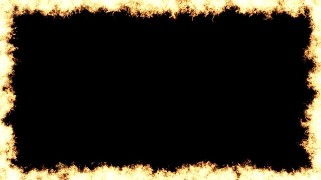 画面を囲む炎の枠素材,枠,燃える,火,赤,熱血,CG,アルファチャンネル