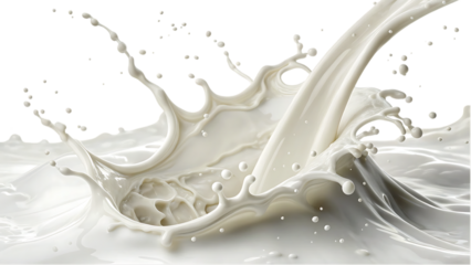 Dynamic white liquid splash with droplets motion