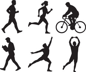 Fototapeta premium Silhouette of a Man Jogging on a Transparent Background, Promoting Fitness and Healthy Lifestyle Choices