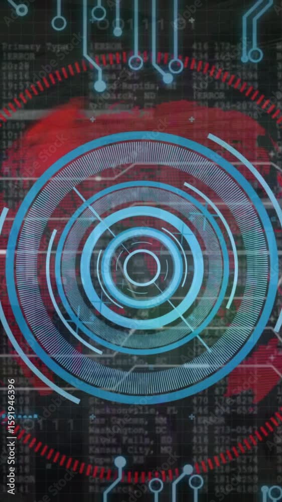 Poster animation of digital data processing over computer circuit board