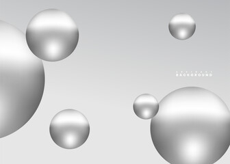 3D-rendered abstract background with floating metallic silver spheres. Minimalist composition with soft gradients of gray and white tones. Futuristic and elegant design concept.