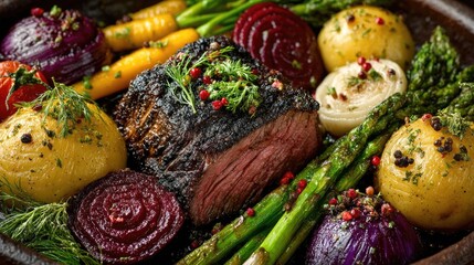 New Zealand dish Hangi Meat and vegetables cooked in earth oven smoky and tender