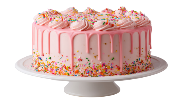 High angle view of cake with text against pink background