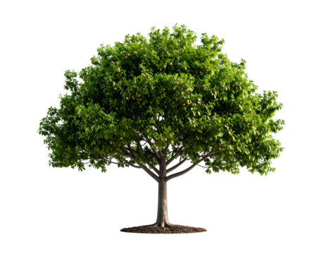 Nature's Embrace: A solitary tree stands tall, its lush green canopy a testament to nature's resilience. bathed in sunlight.