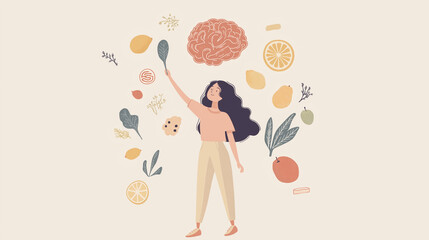Eating disorders as psychological unhealthy diet illness .Excessive weight control and food limitation.Addiction to slimming, dieting and mental guilty feeling.flat vector illustration 