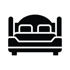 A premium glyph icon of comfortable home bed