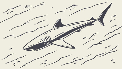 Vector Sleek shark swims gracefully through ocean depths, showcasing its powerful form
