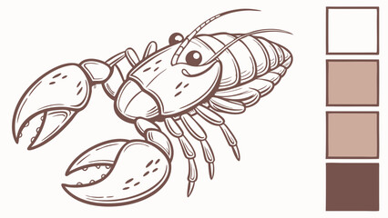 Vector Lobster with color swatches showcasing shades of brown and beige
