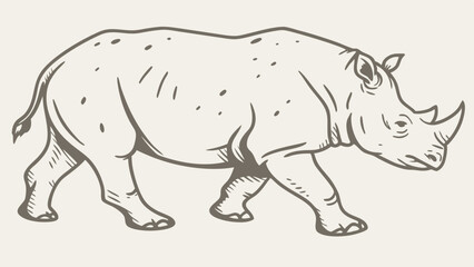 Vector Detailed rhinoceros walking gracefully, showcasing its unique features