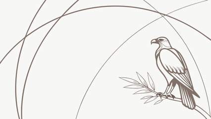 Vector Elegant bird with abstract lines and branch, conveying sense of peace and nature